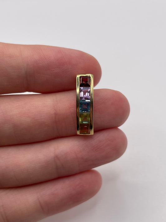 9ct gold multi gemstone pendant