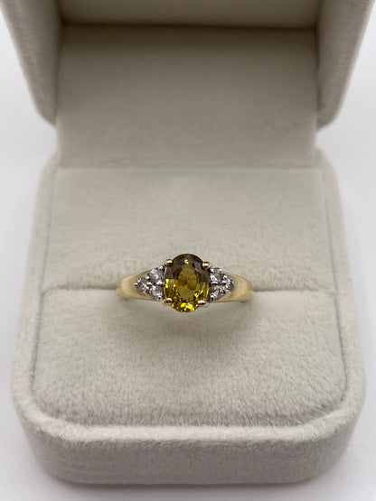 9ct gold quartz and zircon ring