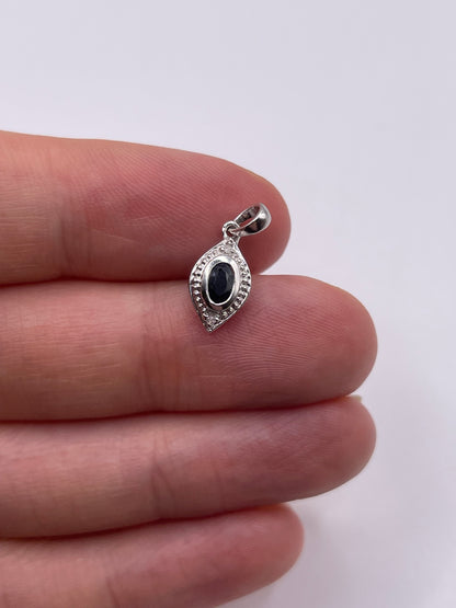 9ct white gold sapphire and diamond pendant