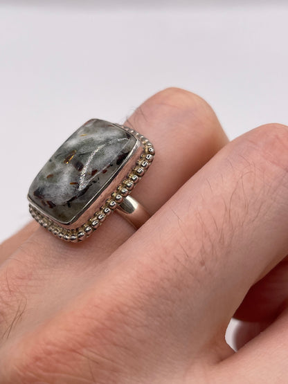 Silver gemstone ring