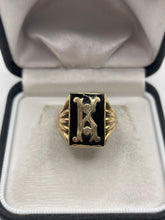 Load image into Gallery viewer, 9ct gold onyx initial ring
