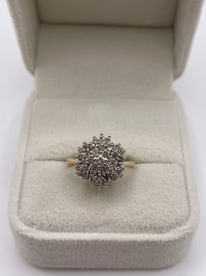 9ct gold diamond cluster ring