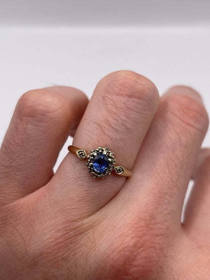 9ct gold sapphire and diamond ring