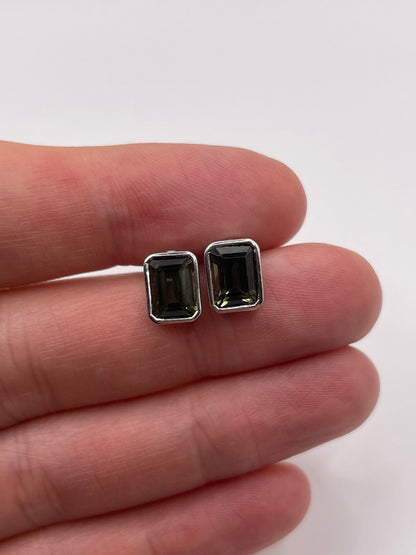 9ct white gold tourmaline earrings