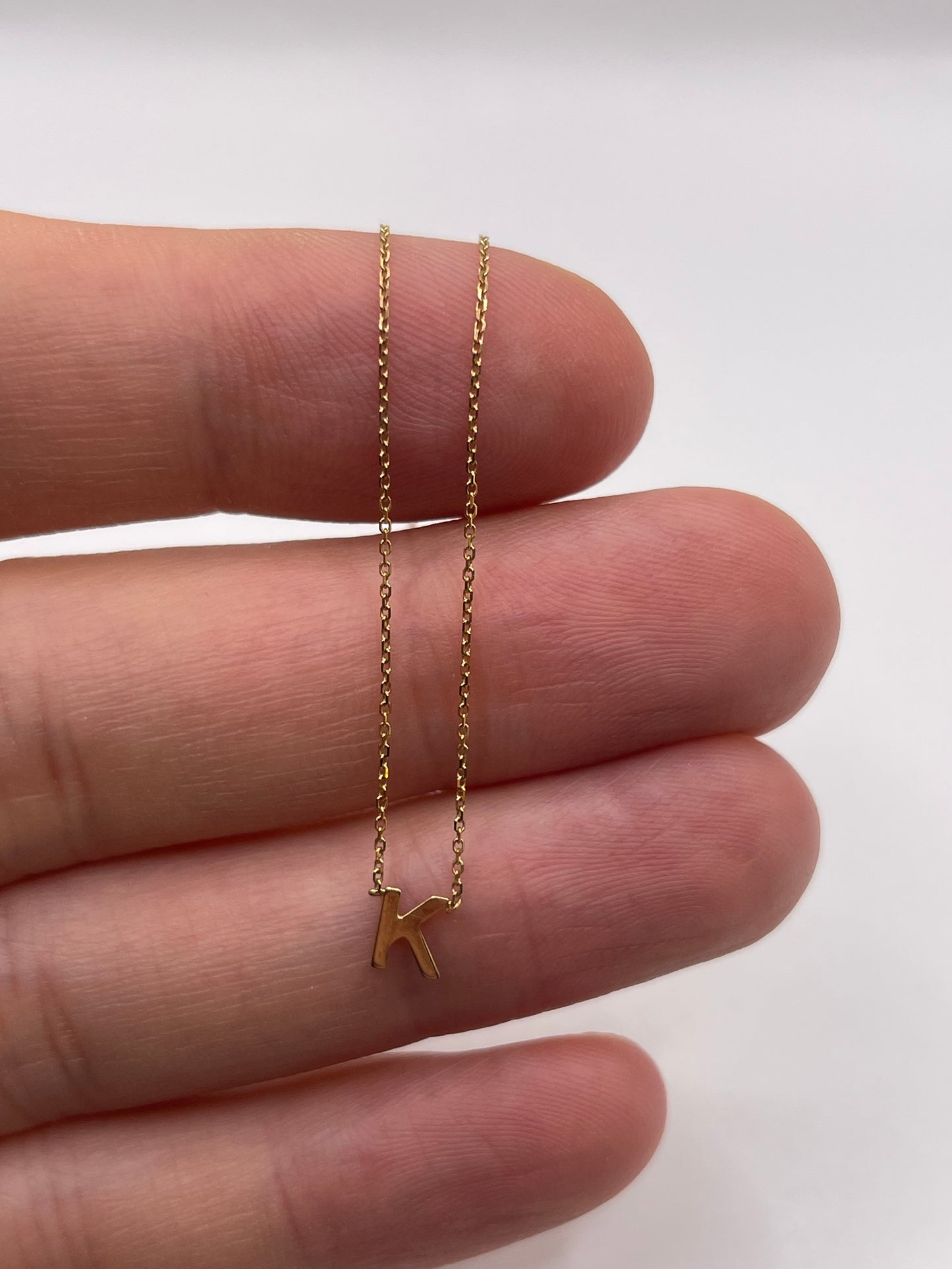 9ct gold initial K necklace