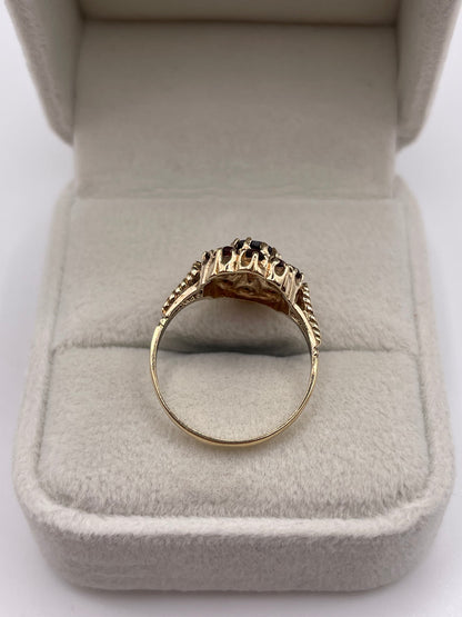 9ct gold garnet cluster ring