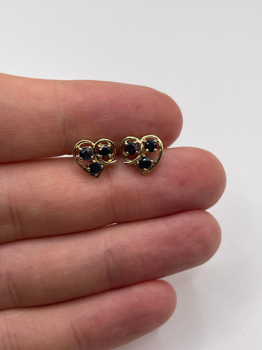 9ct gold sapphire heart earrings
