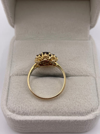 9ct gold garnet cluster ring