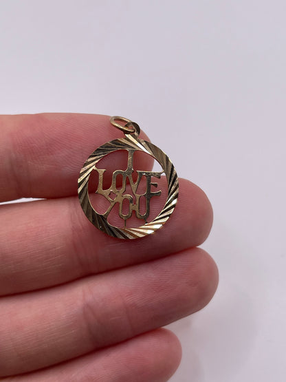 9ct gold I love you pendant