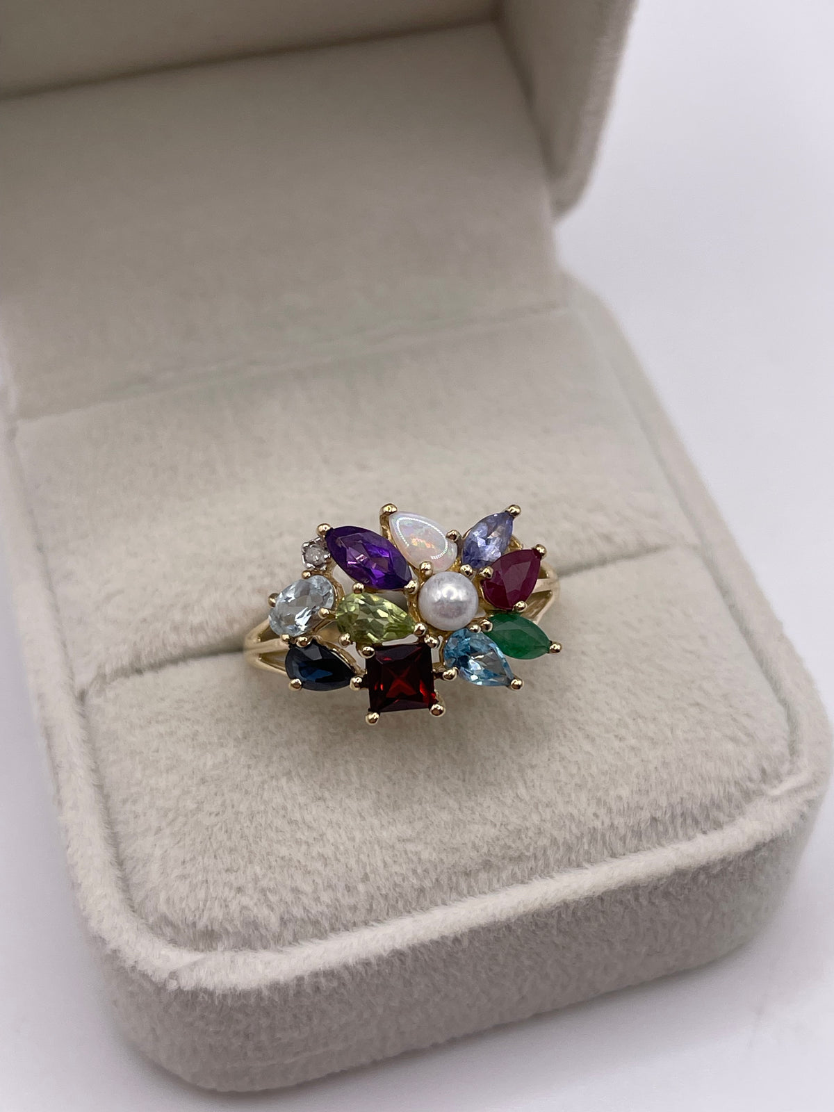 9ct gold multi gemstone ring
