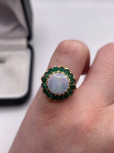 Load image into Gallery viewer, 14ct rose gold black opal and emerald ring
