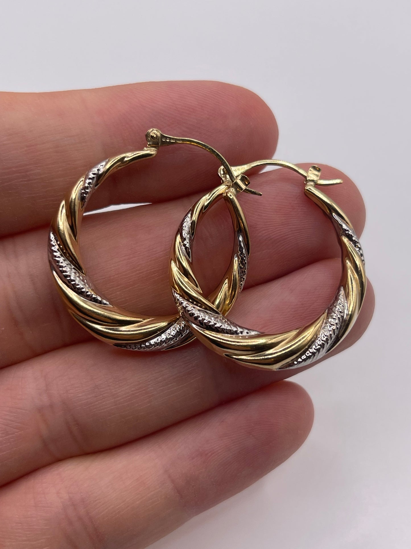 9ct gold two-tone creole earrings