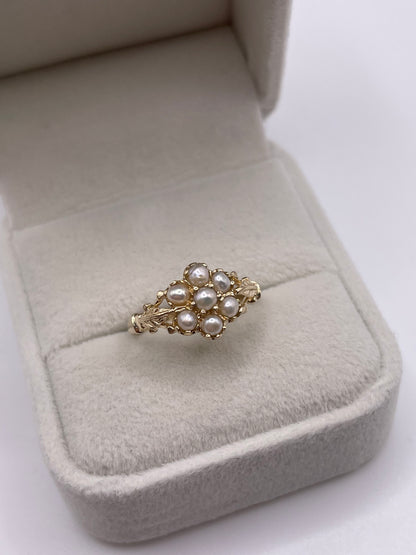 9ct gold pearl cluster ring