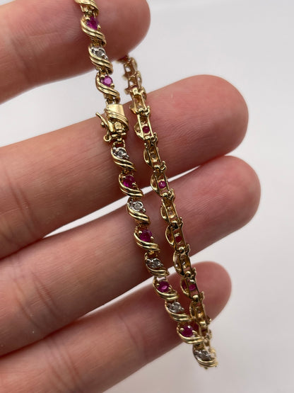 9ct gold ruby and diamond bracelet