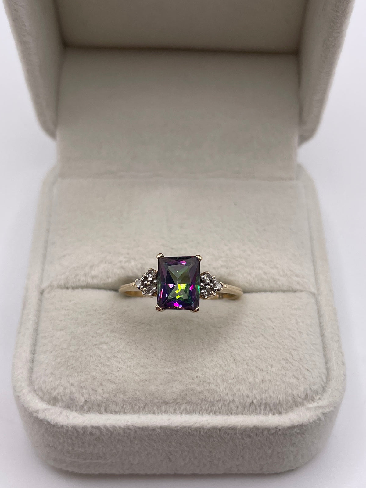 9ct gold mystic topaz and diamond ring