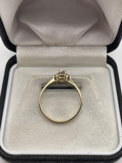 9ct gold kunzite and zircon ring