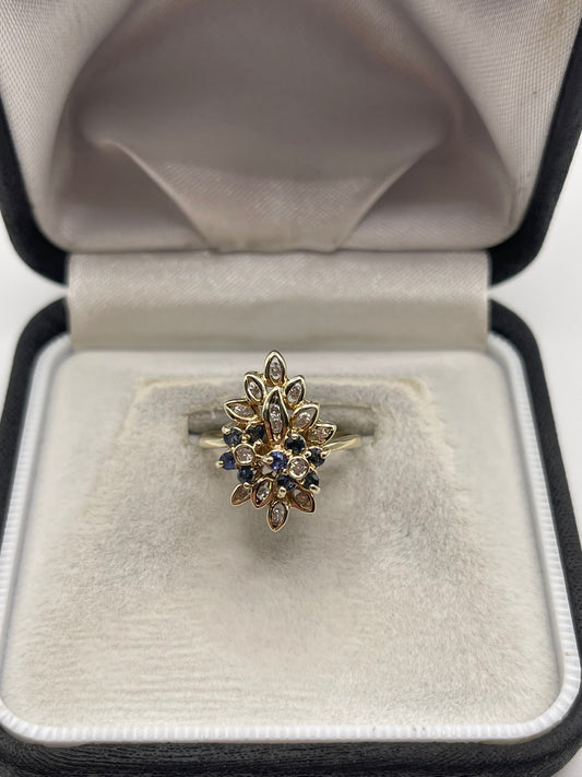 9ct gold sapphire and diamond ring