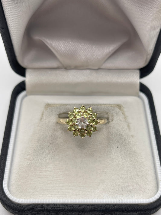 9ct gold quartz and zircon ring