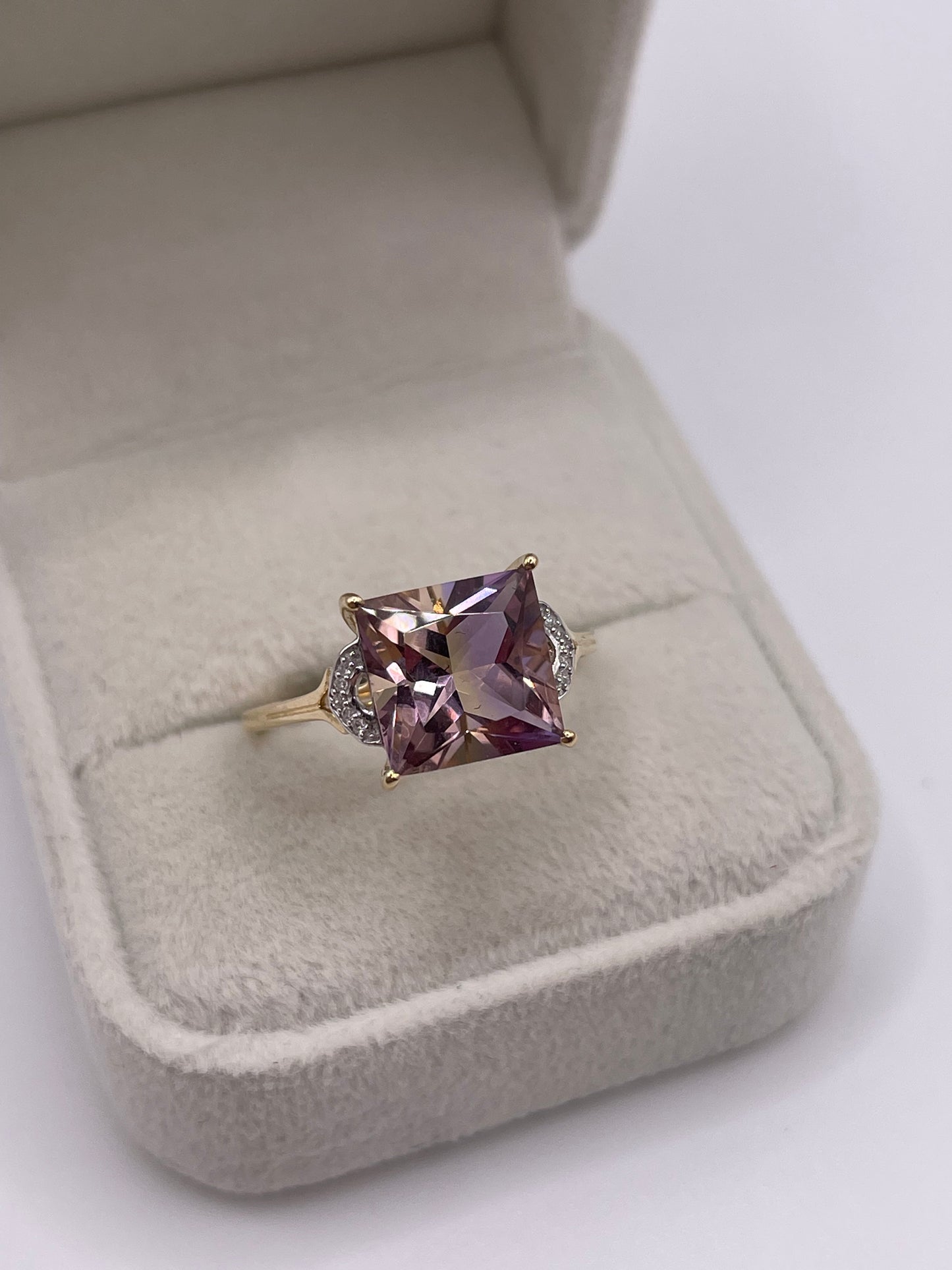 9ct gold ametrine and diamond ring
