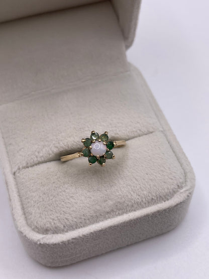 9ct gold opal and emerald ring
