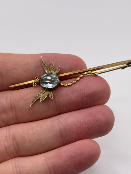 9ct gold synthetic spinel dragonfly brooch