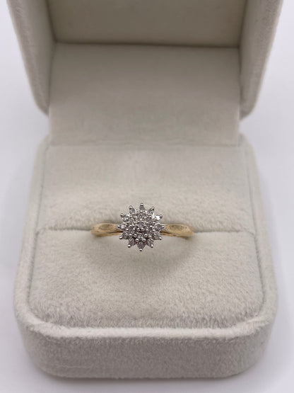 9ct gold diamond cluster ring