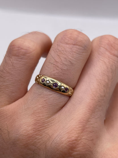 9ct gold amethyst and pearl gypsy ring