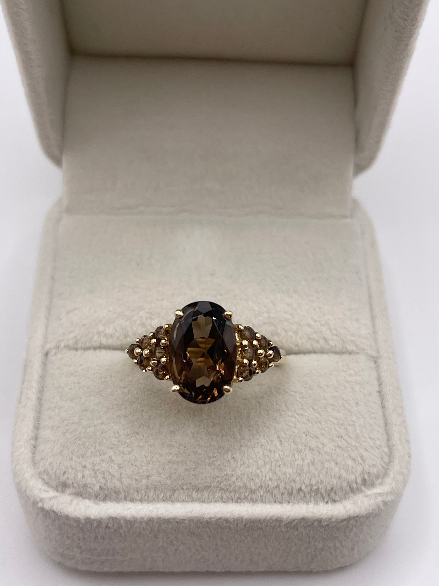 9ct gold Smokey quartz cluster ring