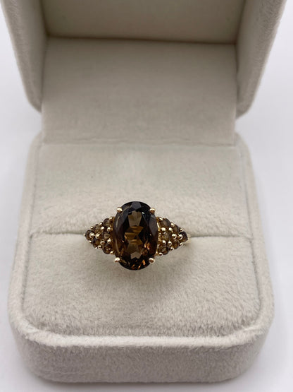 9ct gold Smokey quartz cluster ring
