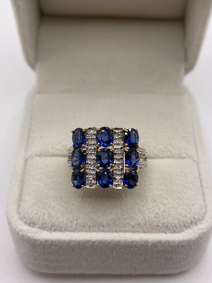 9ct gold kyanite and diamond ring