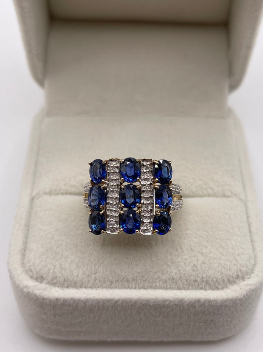 9ct gold kyanite and diamond ring