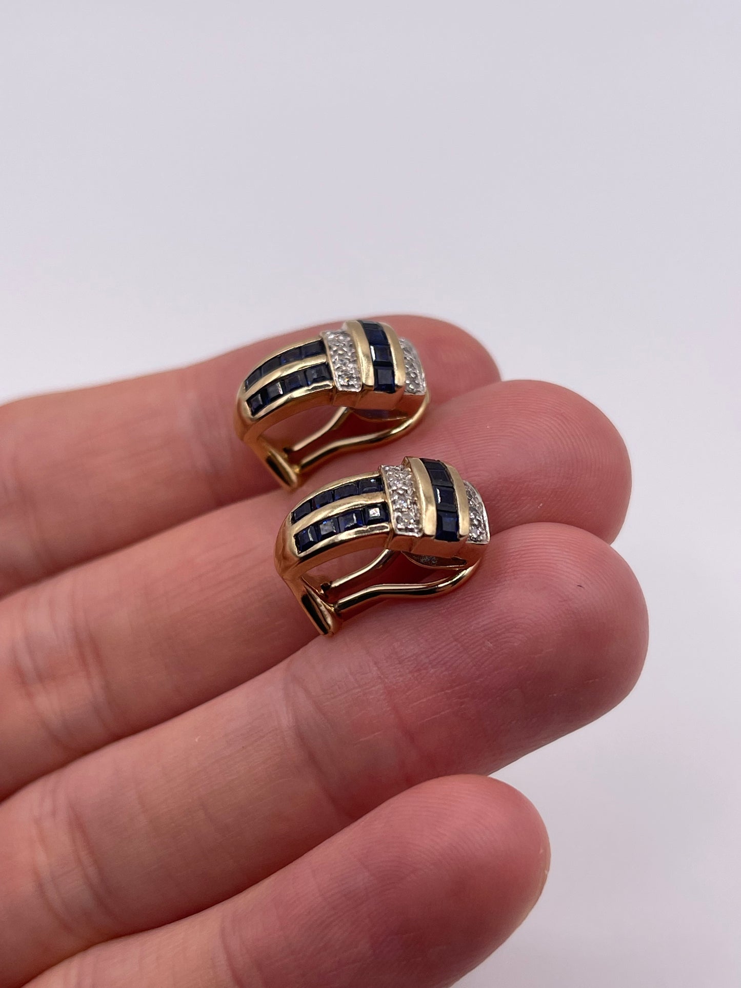 9ct gold sapphire and diamond earrings