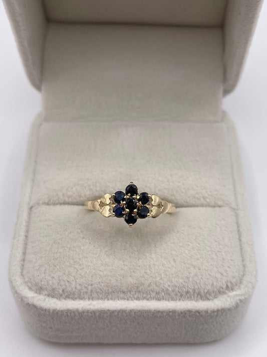 9ct gold sapphire cluster ring