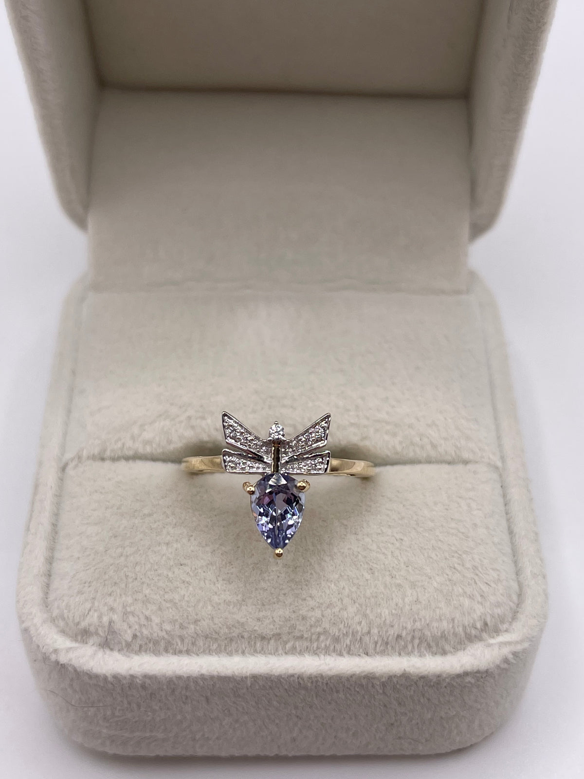 9ct gold tanzanite and zircon ring