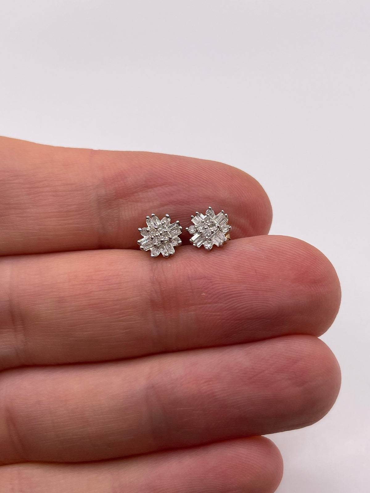 9ct gold diamond cluster earrings