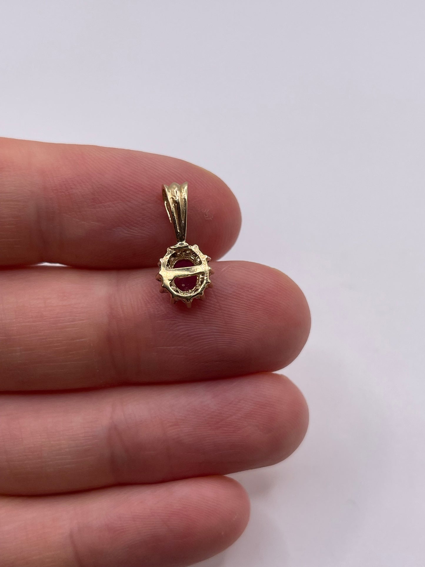 9ct gold ruby and diamond pendant
