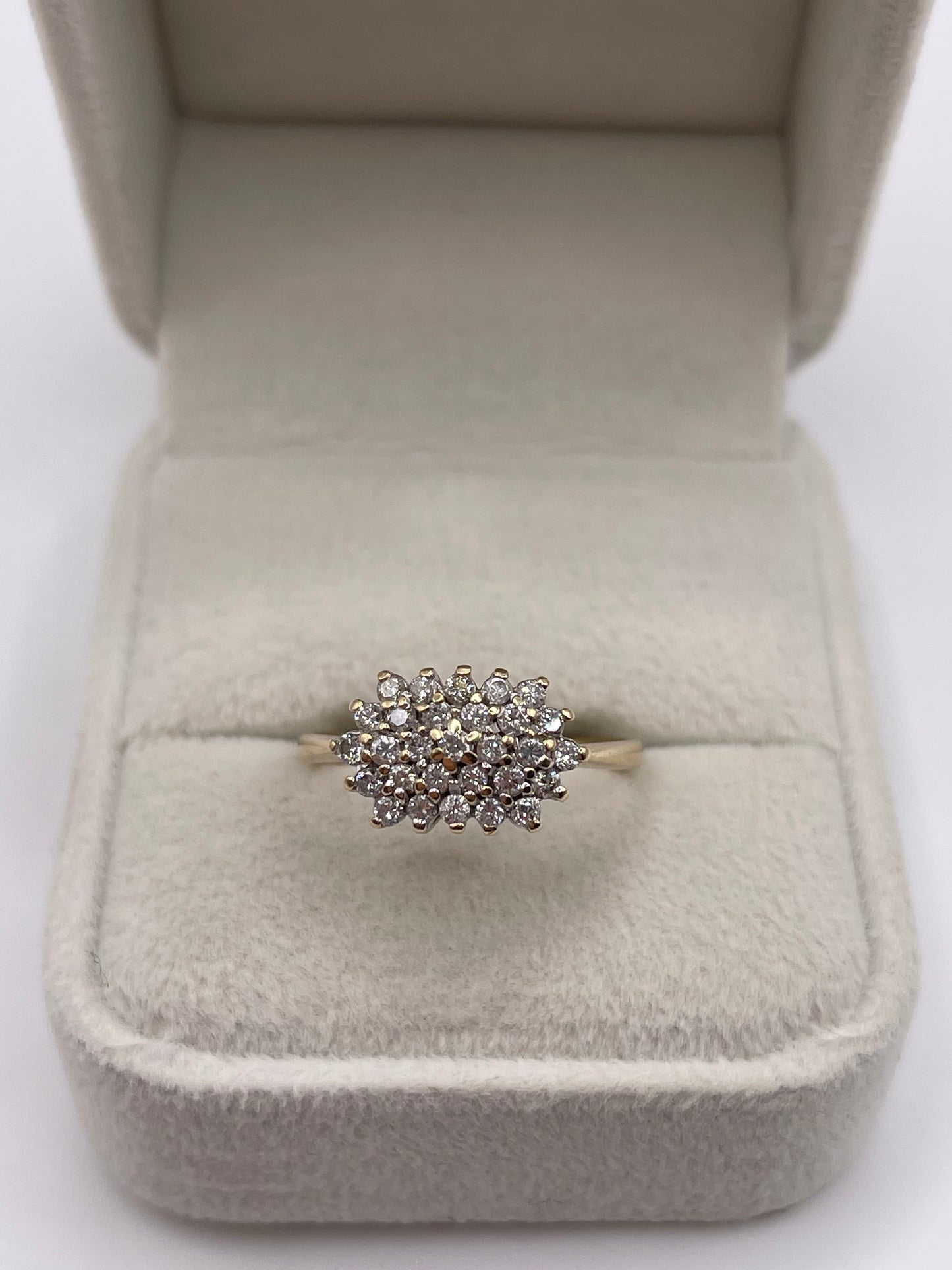 9ct gold 50 point diamond cluster ring