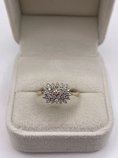 9ct gold 50 point diamond cluster ring