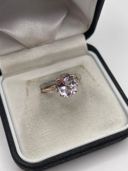 9ct rose gold morganite and zircon ring