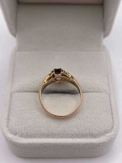 9ct rose gold garnet gypsy ring