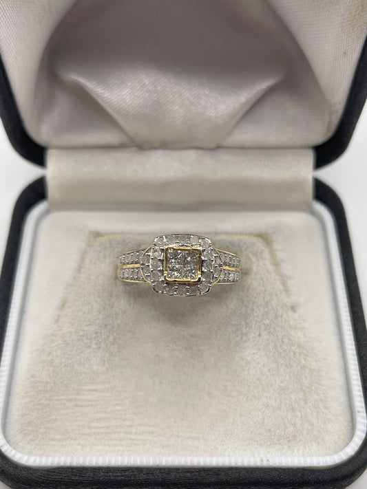 9ct gold diamond cluster ring