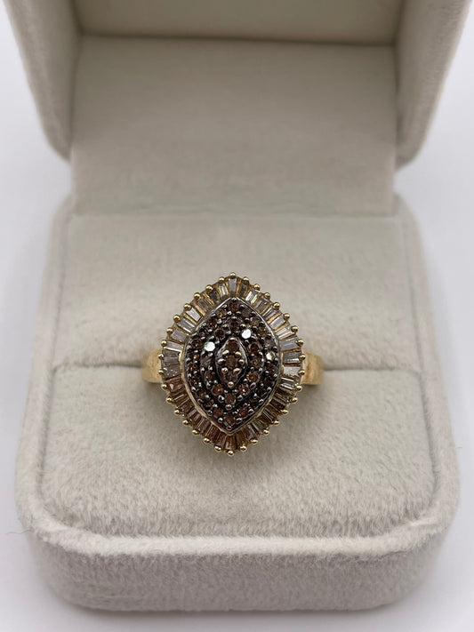 9ct gold 1ct diamond cluster ring