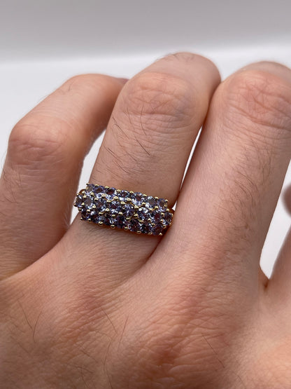 9ct gold tanzanite cluster ring