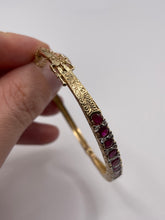 Load image into Gallery viewer, 9ct gold ruby and diamond bangle
