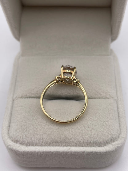 9ct gold pale kunzite and diamond ring