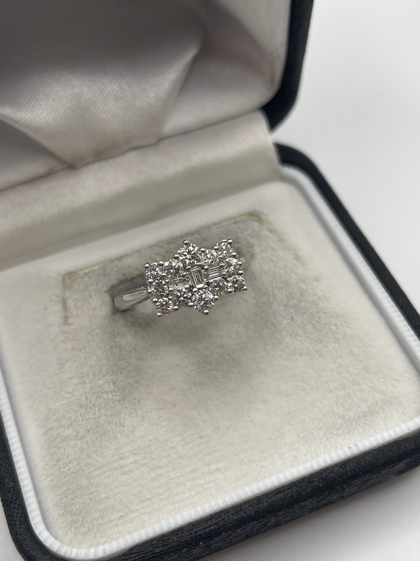 Platinum 1ct diamond cluster ring