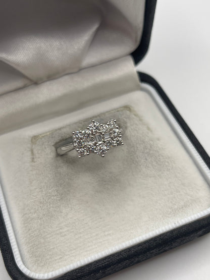 Platinum 1ct diamond cluster ring