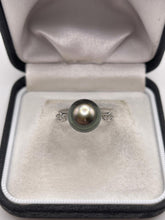 Load image into Gallery viewer, 9ct white gold pearl and diamond ring
