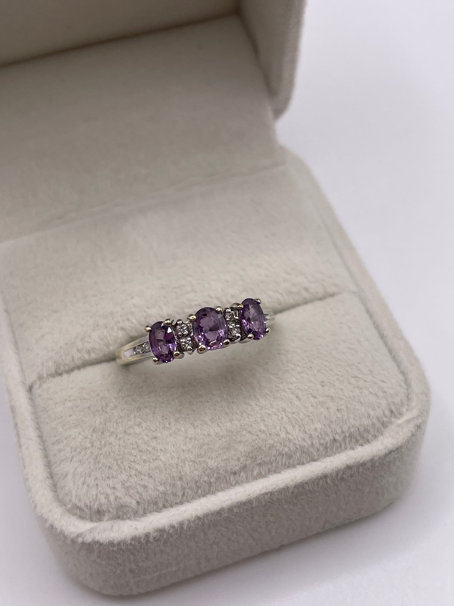 9ct white gold fancy sapphire and diamond ring