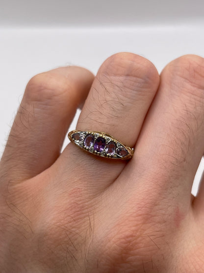 9ct gold amethyst and diamond ring